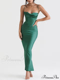 Pile Collar Satin Charming Pleated Suspender Maxi Skirt