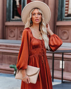 Pines Satin Pocketed Drawstring Midi Dress FINAL