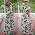 Pink Boho Floral Maxi Floral Dress