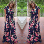 Pink Boho Floral Maxi Floral Dress