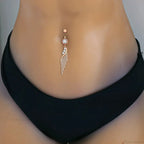 Pink Gold Curved Gothic Belly Ring