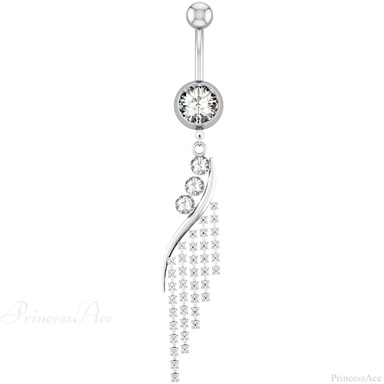 Pink Gold Curved Gothic Belly Ring
