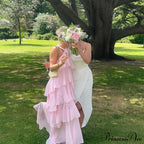 Pink Pleated Stylish Halter Maxi Dress