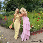 Pink Pleated Stylish Halter Maxi Dress