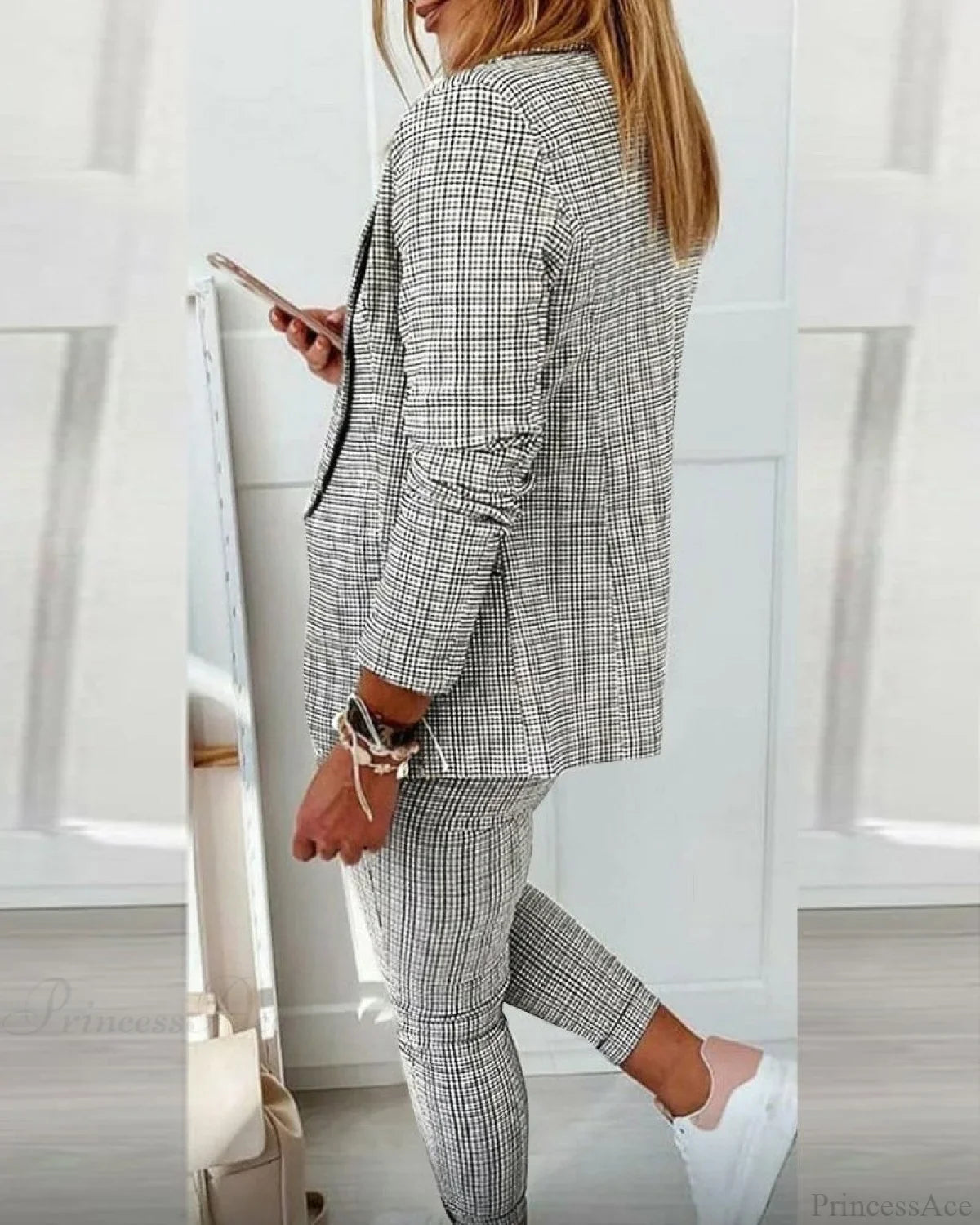 Plaid Comfortable Casual Women's Set
