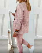Plaid Comfortable Casual Women's Set