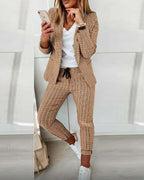 Plaid Comfortable Casual Women's Set