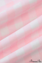 Plaid Flare Sleeve Waist Fitted Square Neck Maxi Dress