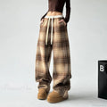 Plaid Fleece High Waist Casual Pants