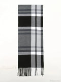 Plaid Print Cashmere Winter Pashmina Scarf with Tassels