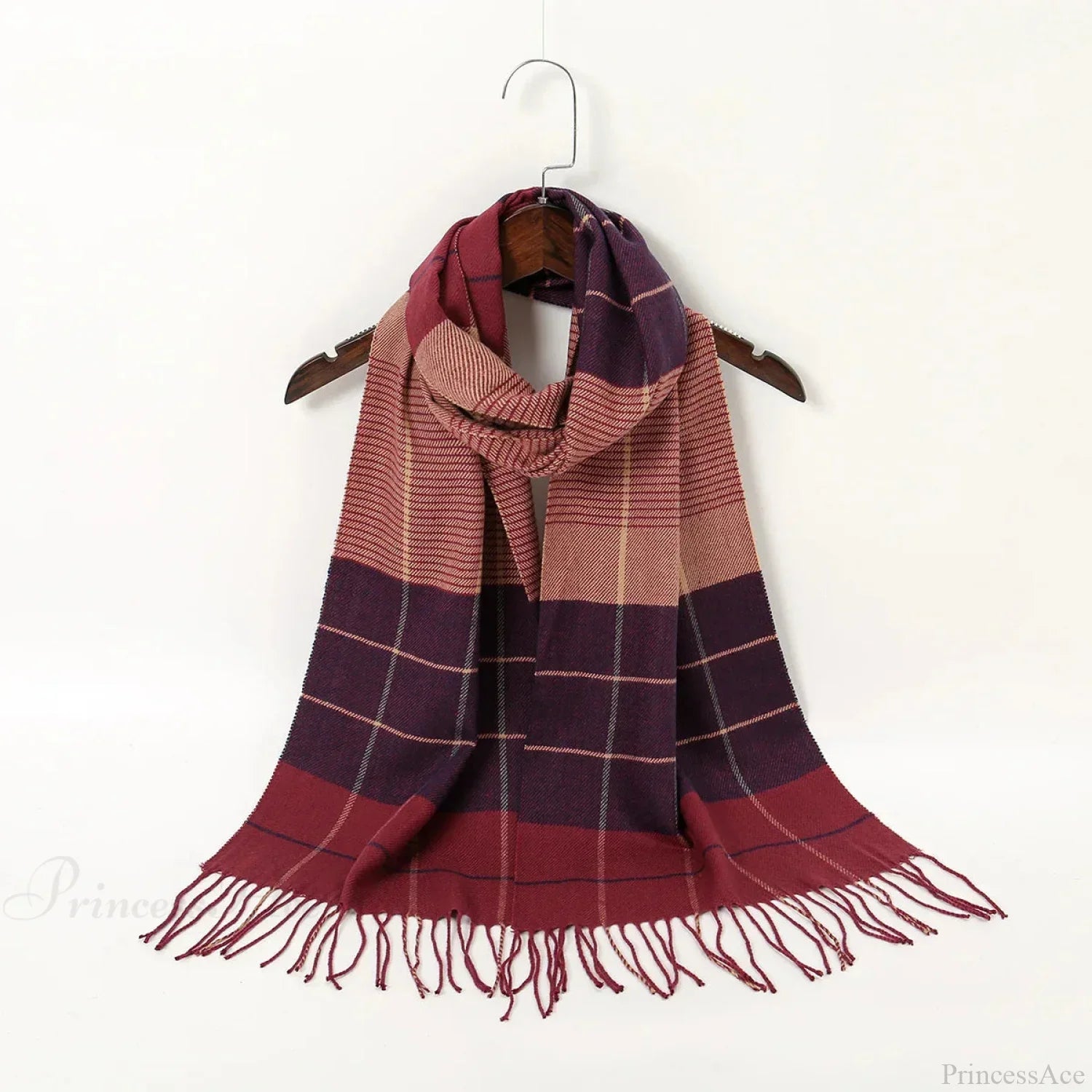 Plaid Print Cashmere Winter Pashmina Scarf with Tassels