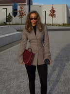 Plaid Print Slim Fit Lapel Coat