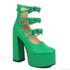 Platform Tall Heels Summer Cutout Dark Boot