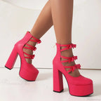 Platform Tall Heels Summer Cutout Dark Boot