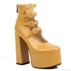 Platform Tall Heels Summer Cutout Dark Boot