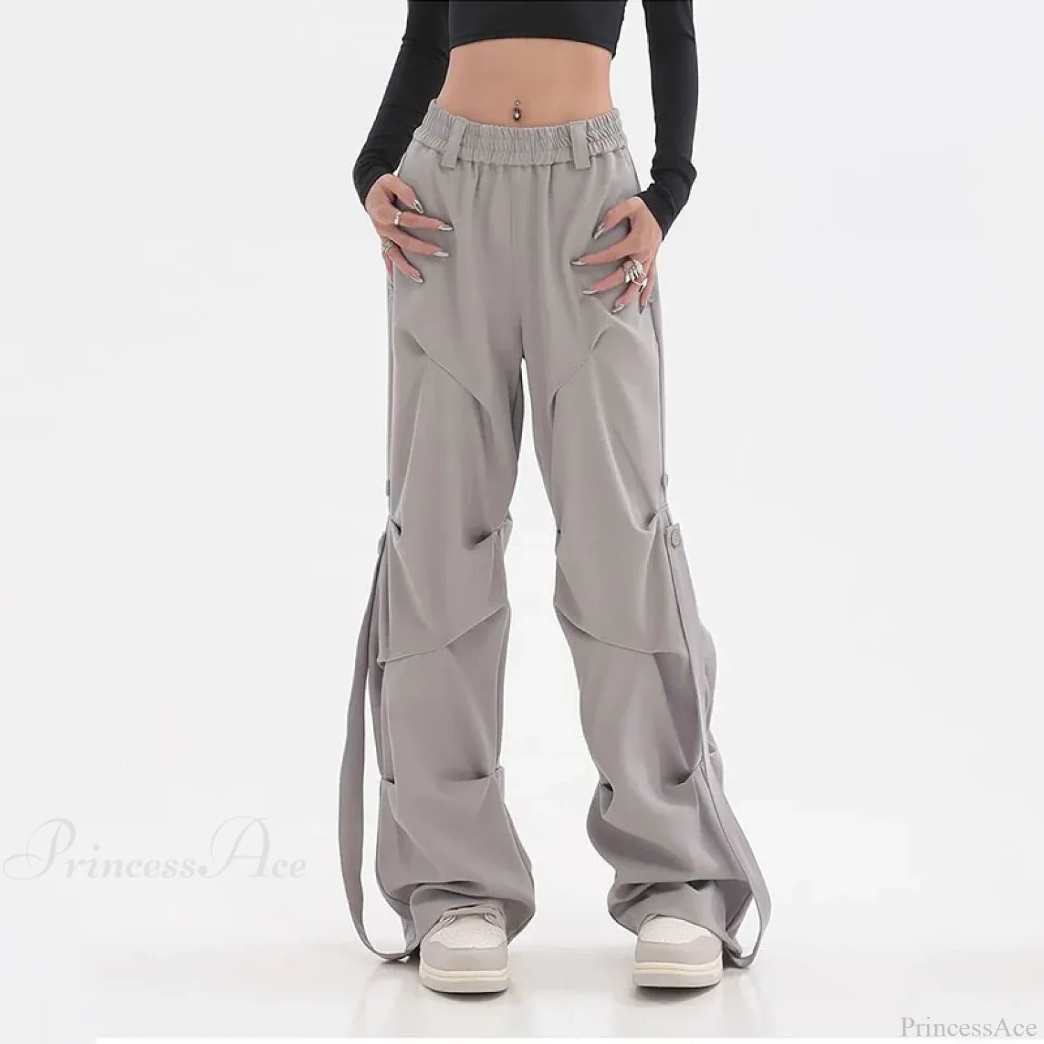 Pleated Cargo Streetwear Wide Pants
