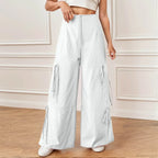 Pleated Wide Leg Sports Bow Tie Pants