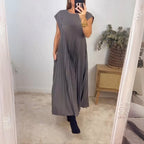 Vanessa Elevated Chic Pleated Summer Dress with a Flattering Fit Silhouette Collection