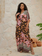 Plus Size Boho Floral Beach Cover Up