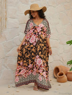 Plus Size Boho Floral Beach Cover Up