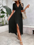 Jillian Elevated Short Sleeved V Neck Dress Occasion Wear