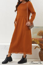 Pocketed Lacework Hem Dress