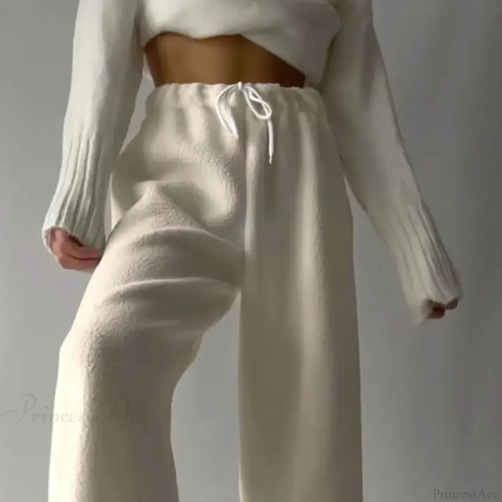 Polar Fleece Basic Vintage Women Pants