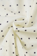 Polka Dot Bow Front Ruffle Fitted Long Sleeve Tee