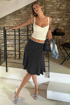 Polka Dot Fishtail Midi Skirt