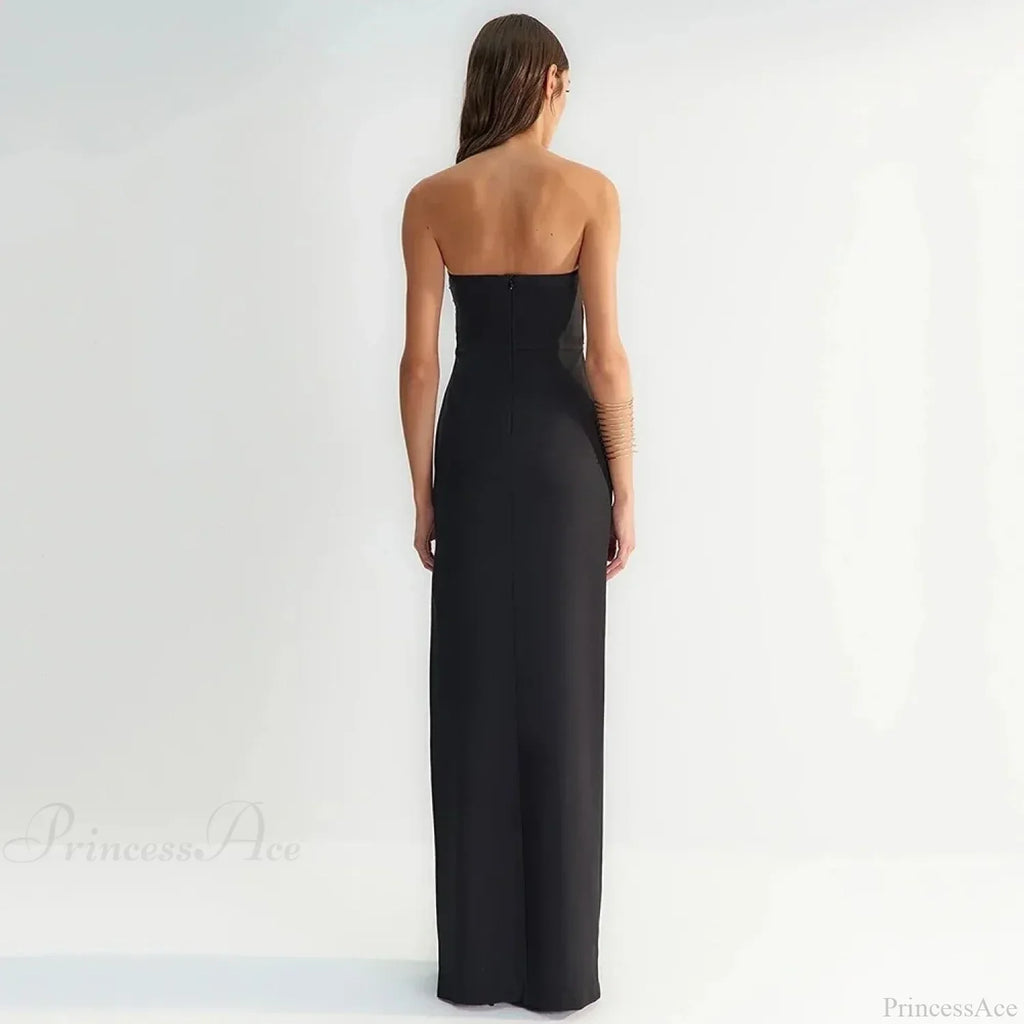 Polka Dot Tube Top Evening Party Dress
