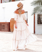 Pompeii Ruffle Tiered Maxi Dress Cream