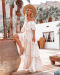 Pompeii Ruffle Tiered Maxi Dress Cream