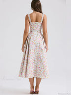 Print A-line Elegant Midi Vacation Dress