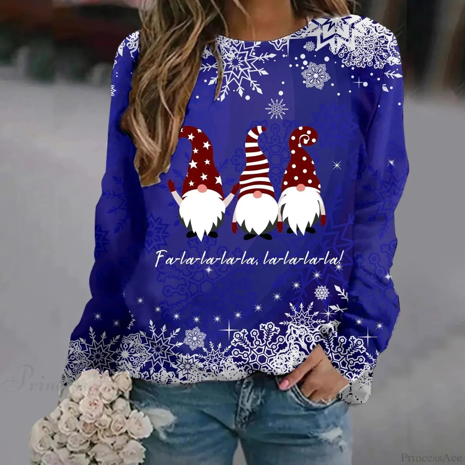 Print Crew Neck Soft Long Sleeve Casual Loose Y2K Winter Hoodie