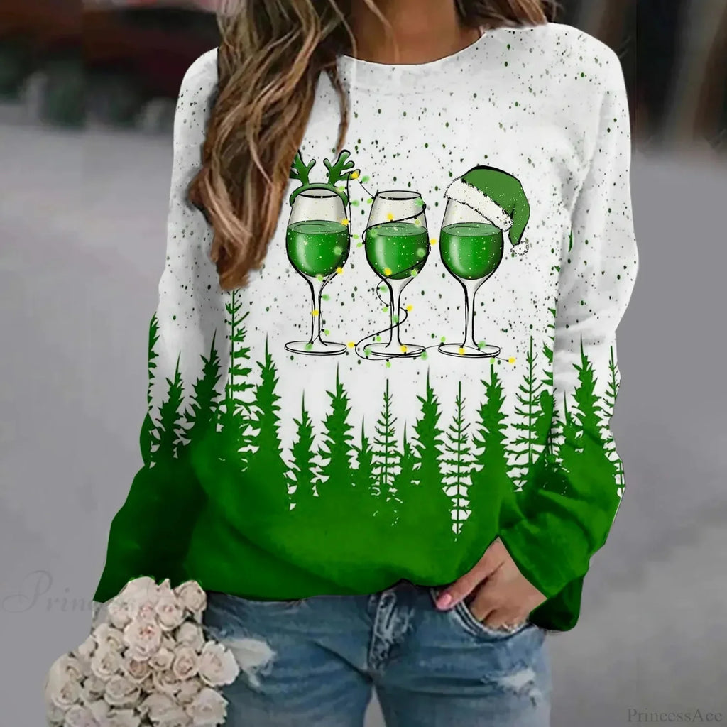 Print Crew Neck Soft Long Sleeve Casual Loose Y2K Winter Hoodie