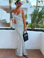 Print Dots Flower Vacation Dress