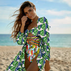Print One-Piece Swimsuit Cover Up
