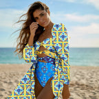 Print One-Piece Swimsuit Cover Up