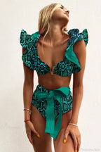 Print Push Up High Waist Bikini Set