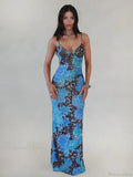 Print Slim Bodycon Maxi Vacation Dress