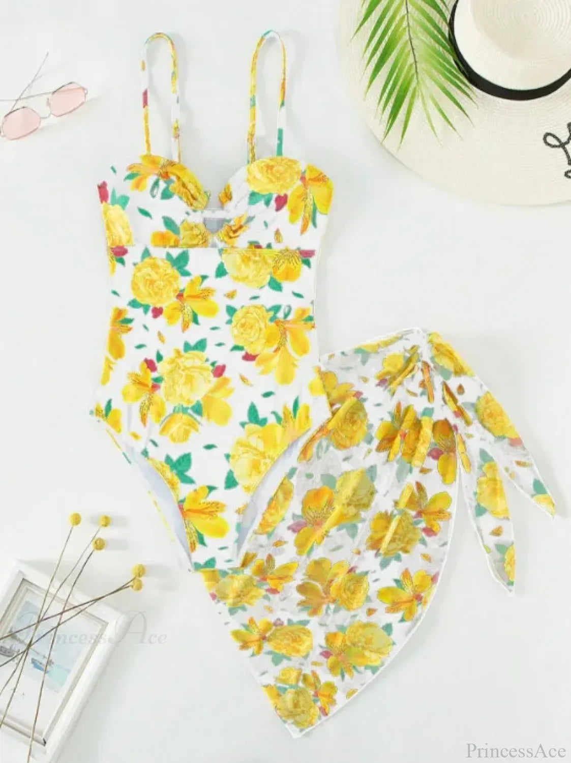 Print Strapped Push up Two Piece Set