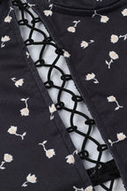 Printed Cutout Tie Strapless Cami Top