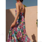 Printed Cutouts Tie One Piece Swimsuit