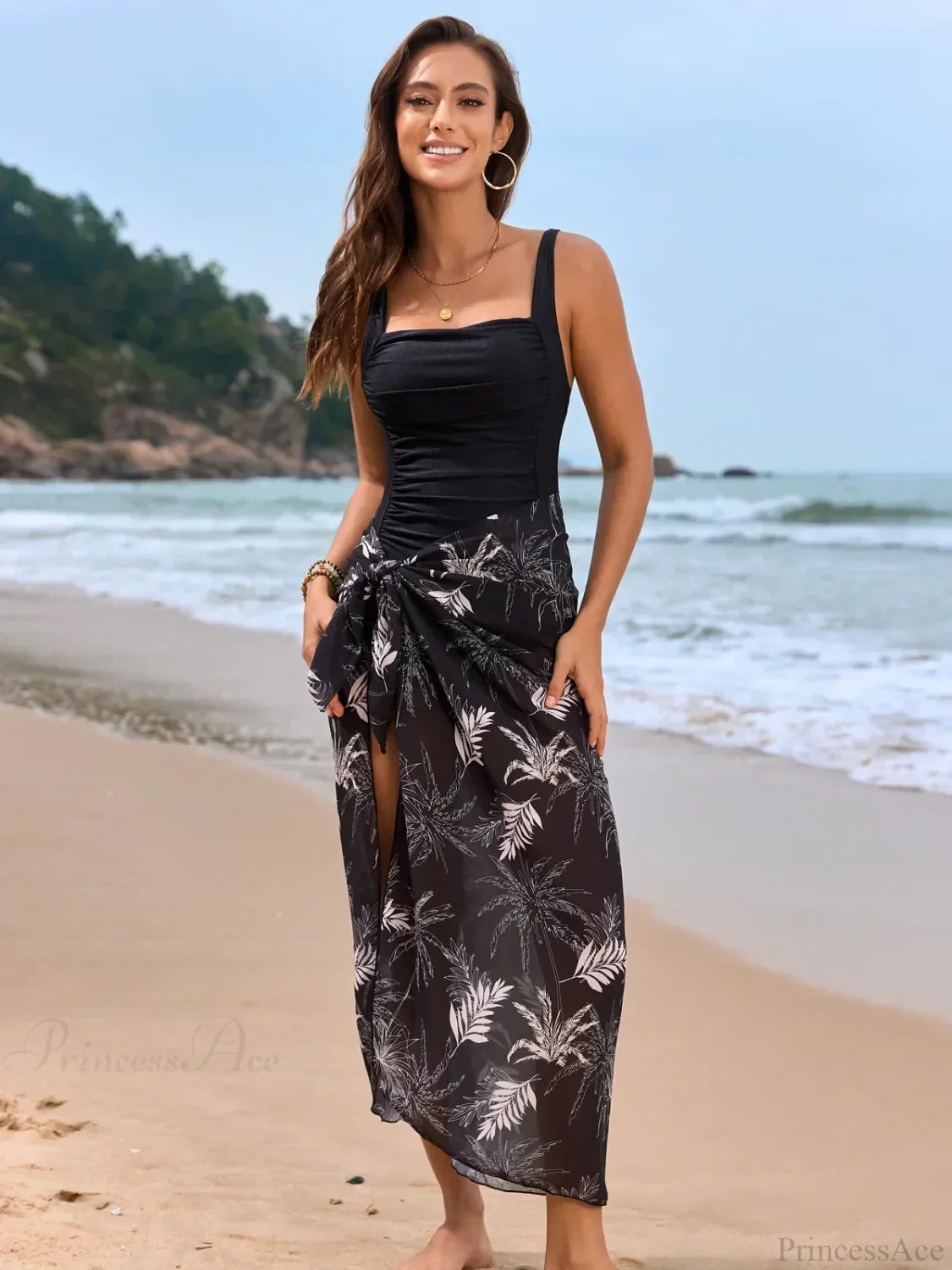 Printed Deep V One-Piece Swimsuit One Piece