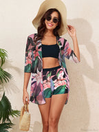 Printed High Waist Monokini Two Piece Set