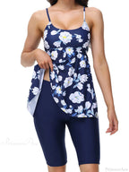 Printed Knee Shorts Tankini Two Piece Set
