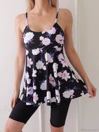 Printed Knee Shorts Tankini Two Piece Set