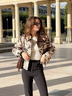 Printed Lapel Suede Coat