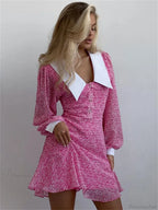 Printed Long Sleeve Mini Dress