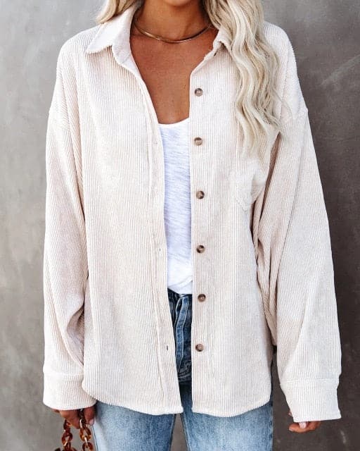 Corduroy Shirts Women Tops Solid Blouses